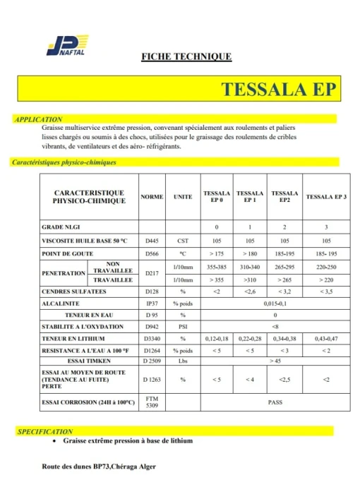NAFTAL TESSALA GRAISSE EP 0 18 KG