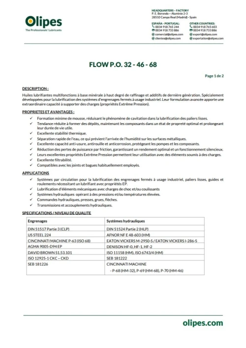 OLIPES ENGRENAGE FLOWPO 68 20 LITRES DISPONIBLE EQUIVALENT