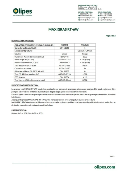 OLIPES Maxigras RT-6W