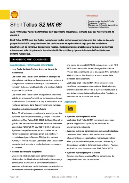SHELL TELLUS S2 MX 68 DISPONIBLE EQUIVALENT