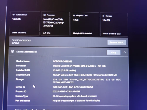 Asus ROG Strix GL753VD (17.3") | i7-7700HQ | 16GB RAM | GTX 1050 4GB