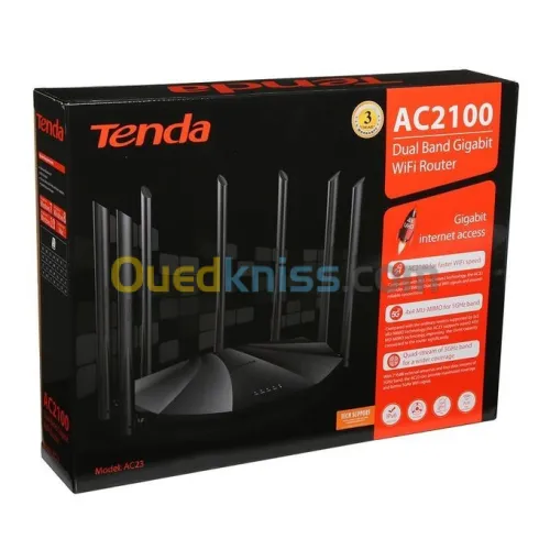 ROUTEUR ADSL TENDA AC23 AC 2100  V1200 dual band 7 ANTENNES