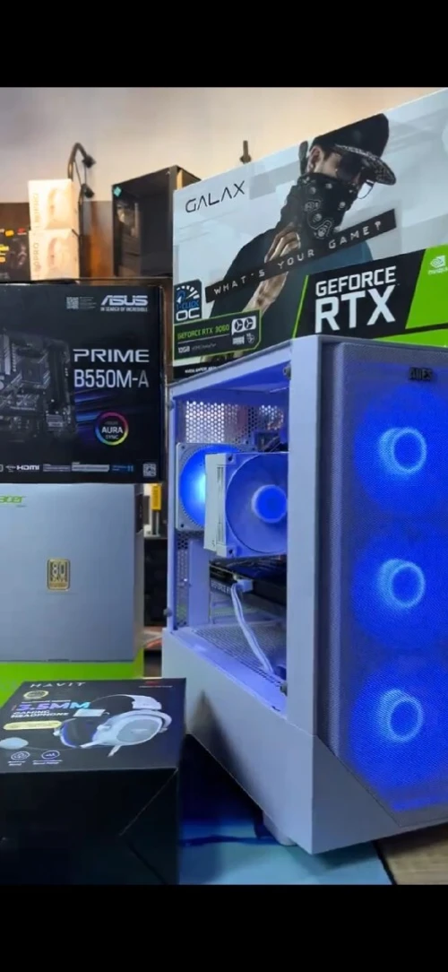 PC Gamer Full White Setup - Ryzen 5 5600X / RTX 3060 12GB / 32GB RAM / Screen 180Hz