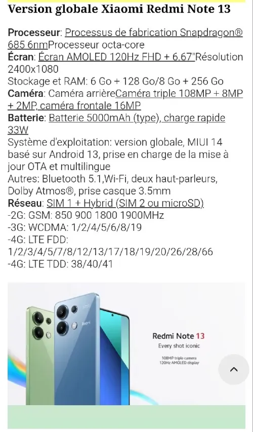 Xiomi Redmi note 13