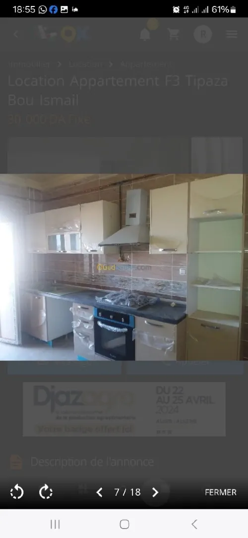 Location Appartement F3 Tipaza Bou ismail