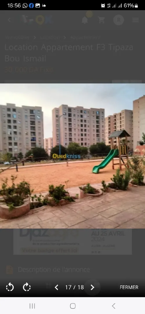 Location Appartement F3 Tipaza Bou ismail