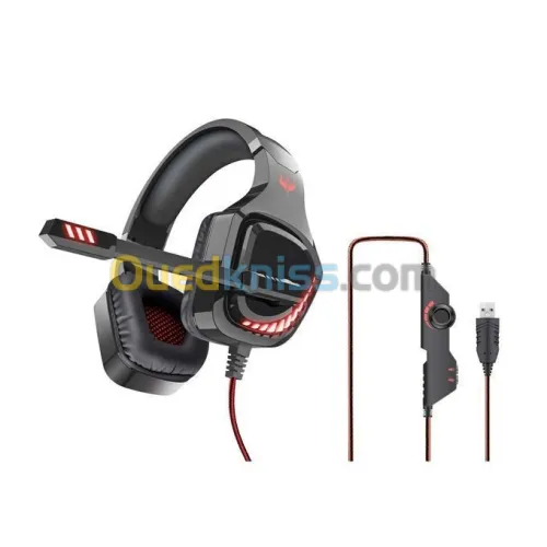Ovleng Casque Gaming USB 7.1 Ovleng Q11 LED avec Microphone stéréo pour PC PS4