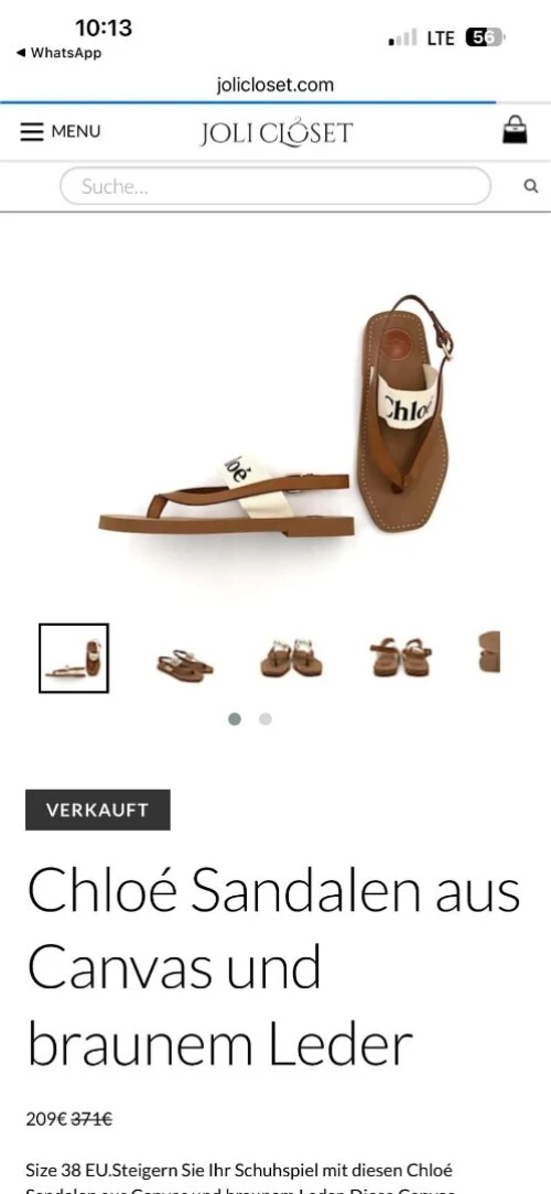 Sandales entre-doigts CHLOE modèle Woody en toile et cuir marron claire en Excellent état, portée seulement 4 jours