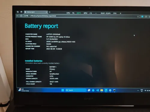 Laptop Hp Omen 16, I7 11th, RTX3050Ti