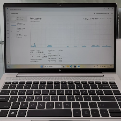 HP ELITEBOOK 645 G10 RYZEN 5 PRO 7530U 16GB 256SSD 14FHD ETAT EXCELLENT