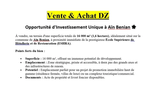 Vente Terrain Alger Ain benian