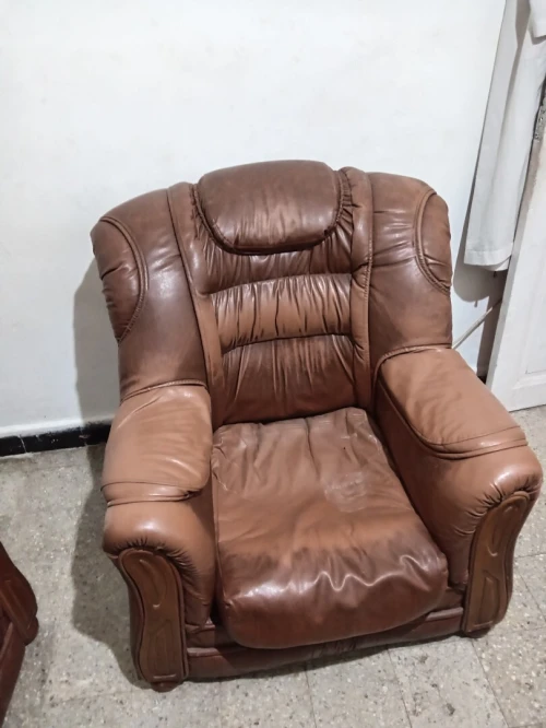 Salon en cuire et hêtre