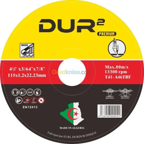 Disques À Couper Métal / Inox / Aluminium 115 X 1.2 X 22.23mm 