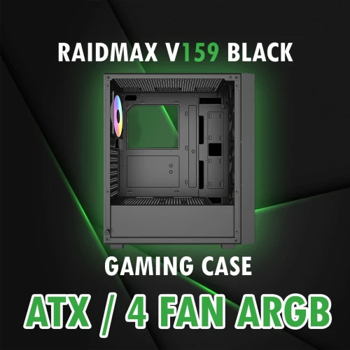 RAIDMAX V159 / GAMING CASE / 4 FAN ARGB / BLACK / ATX
