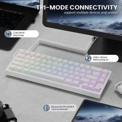 ATTACKSHARK X68 HE PRO / MAGNETIC KEYBOARD / WHITE / WIRELESS