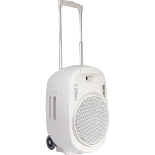SYSTÈME DE SONORISATION PORTABLE 12”/30CM AVEC USB-MP3, REC, VOX, BLUETOOTH, 2 MICROS UHF - BLANC