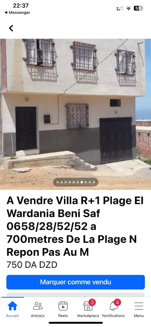 Vente Villa Tlemcen Souk el khemis