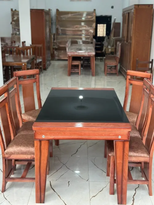 Table salle a manger 6 chaise bois rouge 
