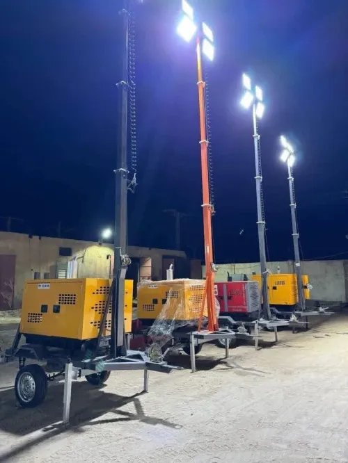 عربات مزودة بأبراج اضواء تعمل بالطاقة الشمسية والديزل