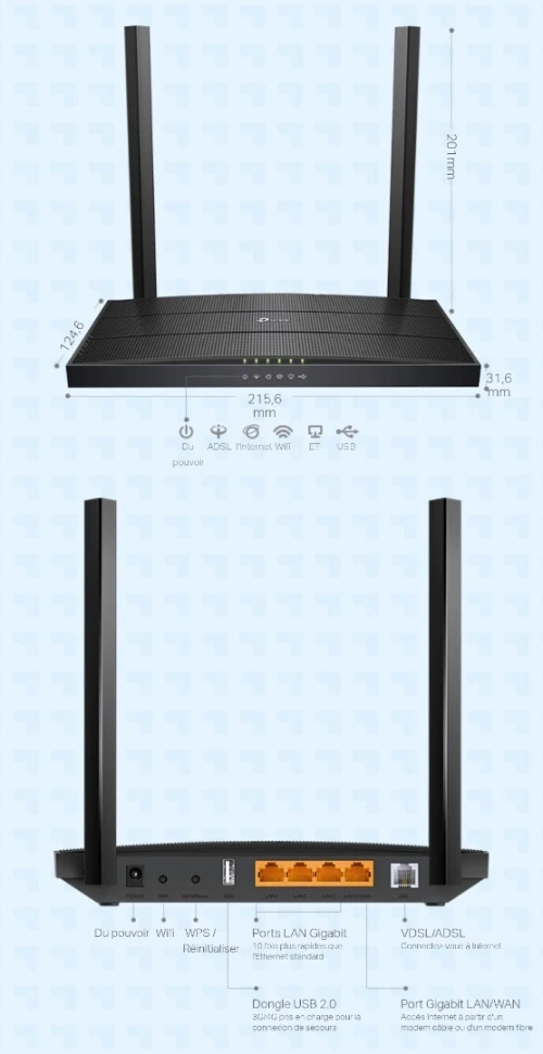 MODEM TP-Link ROUTEUR WI-FI ARCHER VR400 V3