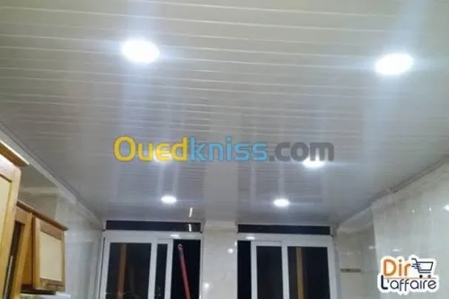 Faux plafond PVC cuisine douche toilette avec BA13
