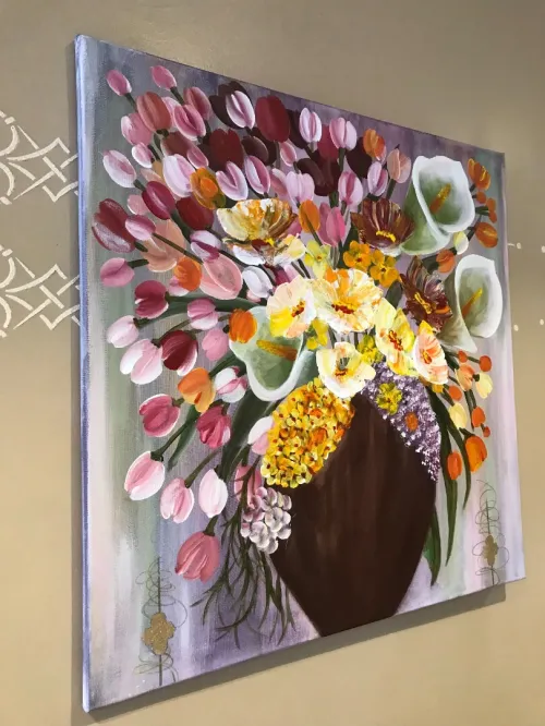 Cadre tableau sur toile en coton peinture acrylique 100%