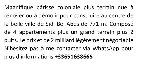 Vente Terrain Sidi Bel Abbès Sidi bel abbes
