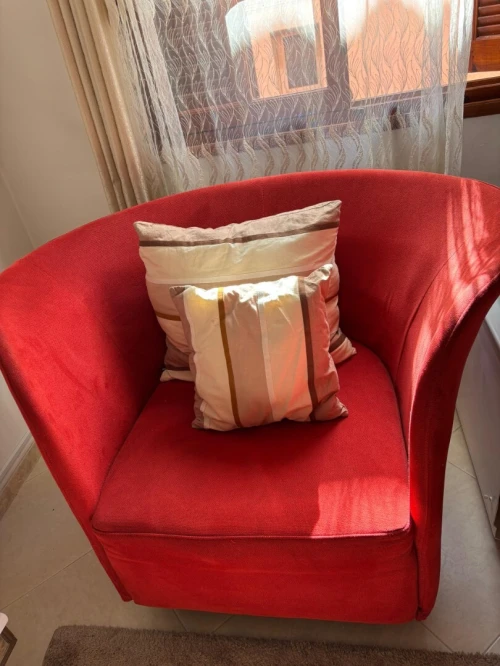 Ensemble Salon Design Rouge Canapé & Fauteuils Confortable