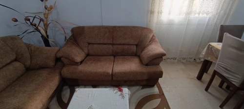 Fauteuil 7 places en velours marron clair