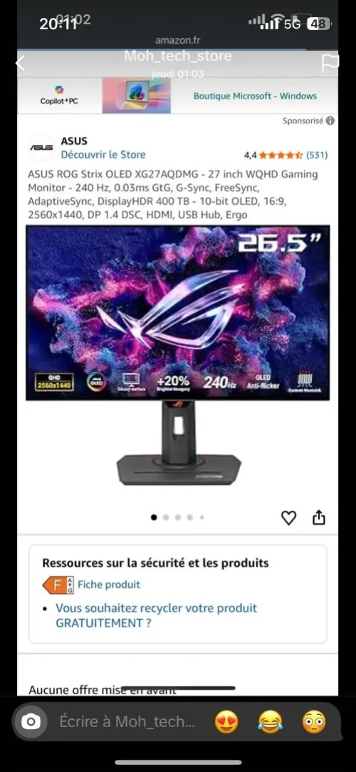 PC GAMER AMD RYZEN 7 9800X3D GPU ASROCK RX 9070XT RAM 32GB DDR5 6400MHZ + ECRAN ASUS 27" OLED 240HZ 1440p