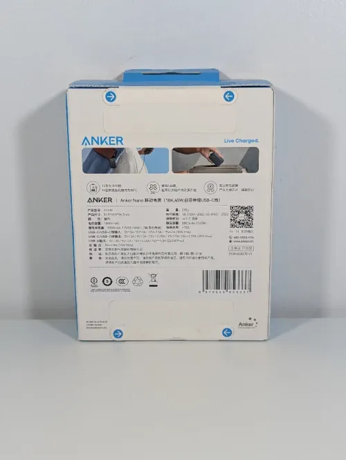 Anker nano Power bank 45w 10000mah with retractable USB C cable