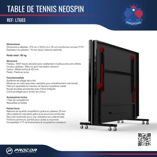 TABLE DE TENNIS NEOSPIN