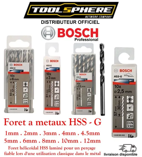 Foret a Métaux HSS-G Pour perceuses/visseuses rotatives BOSCH 