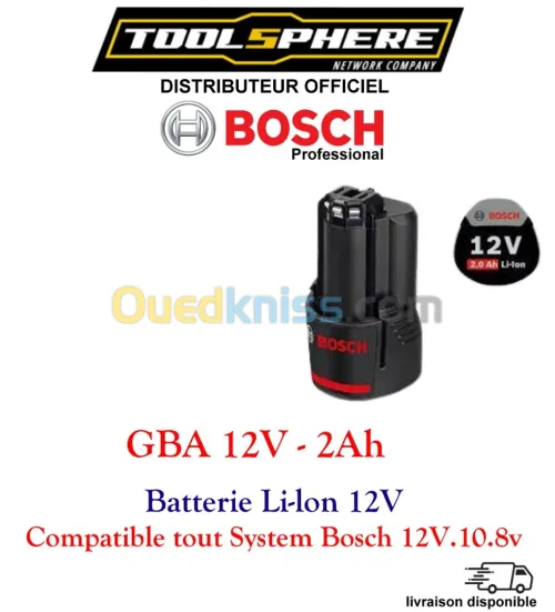 Batterie pour visseuse BOSCH GBA 12v 2.0ah Professionnel BOSCH