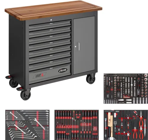 Servantes Atelier Pro -  HAZET Allemagne & VIGOR Europe  178 à 256 Outils | Neuf & Garanti