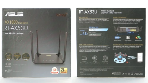 ROUTEUR ASUS DUAL BAND RT-AX53U WIFI6 AX1800 GIGABIT PORTS NEUF SOUS EMBALLAGE