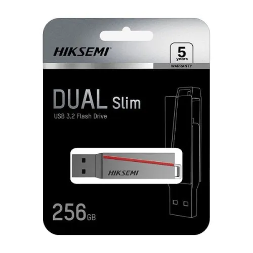 FLASH DISQUE HIKSEMI DUAL SLIM TYPE-C CAPACITTE 256GB E307C USB 3.2 / TYPE C GRIS