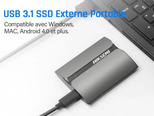 SSD Externe HIKSEMI SHIELD T300S 1TB, USB 3.1 Type C, Jusqu'à 560 M/s