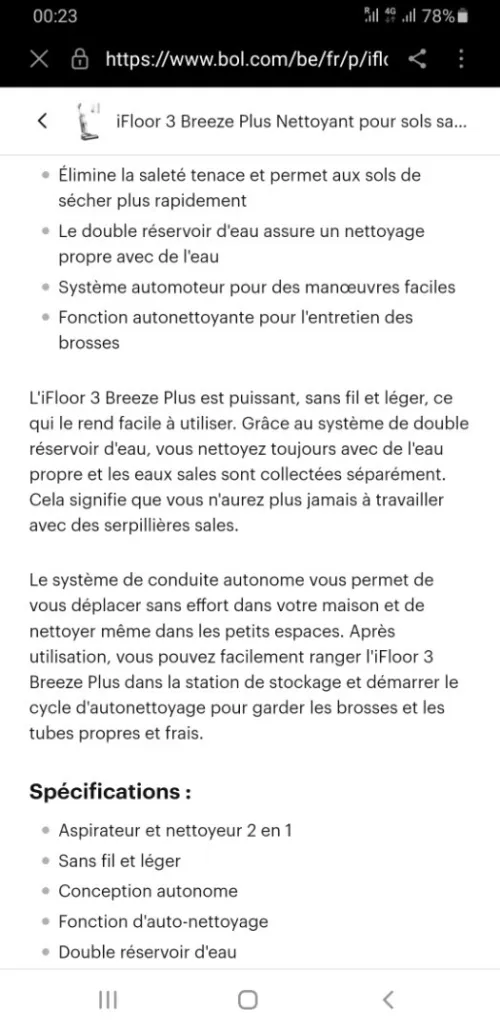 iFloor 3 Breeze Plus Nettoyant pour sols sans fil, autonettoyant - séchage rapide