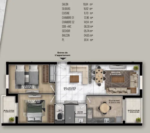 Vente Appartement F4 Mostaganem Mostaganem