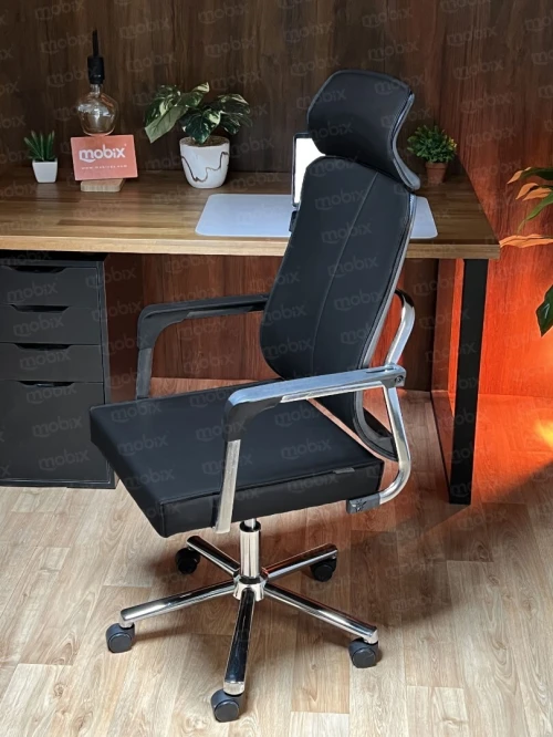 Chaise de bureau opérateur SEDIA EXECUTIVE noir en simili cuir - production Algérienne MOBIX-DZ