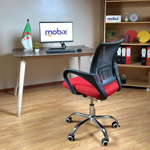 Chaise opérateur filet couleur rouge et dos noir ergonomique Mobix dz