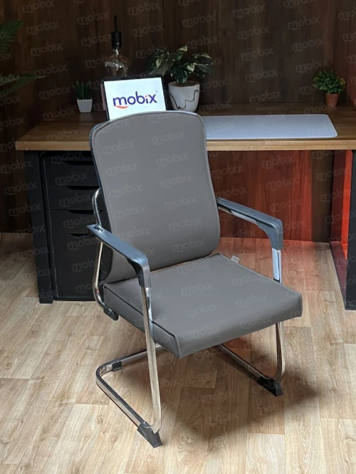 Chaise bureau visiteur SEDIA EXECUTIVE gris en simili cuir de la marque MOBIX-DZ