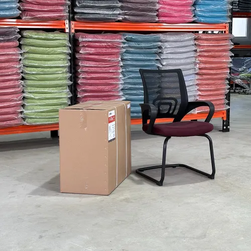 Chaise bureau visiteur filet en couleur rouge grenat Mobix dz