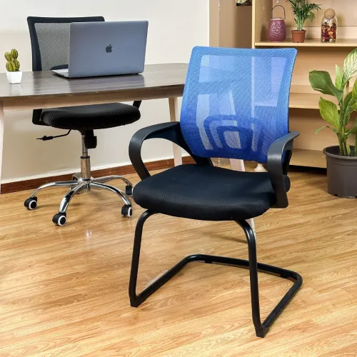 Chaise visiteur filet couleur bleu ergonomique Mobix dz