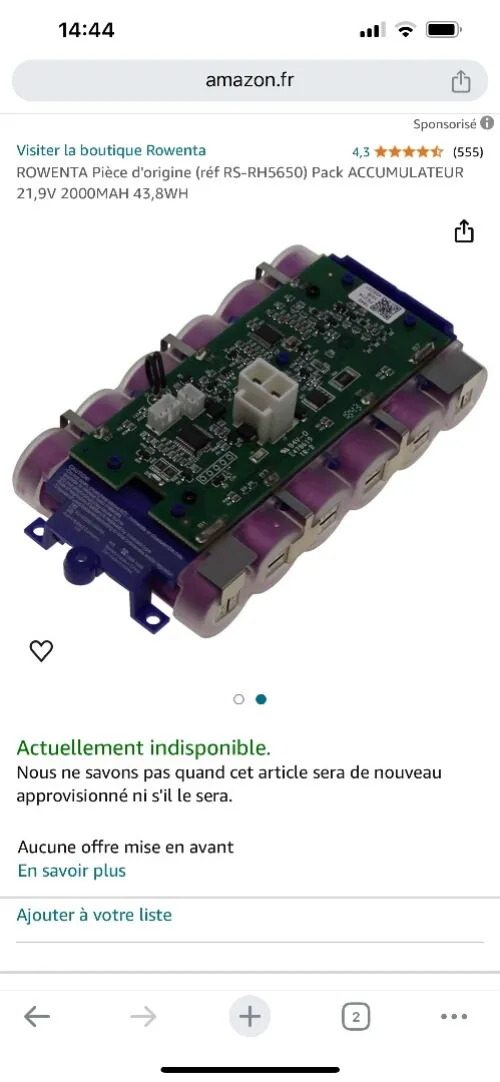 Batterie carte mère aspirateur Rowenta 