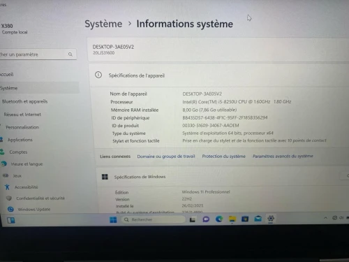 DELL Lenovo Yoga X380 i5 8 eme 256ssd 8gb ram