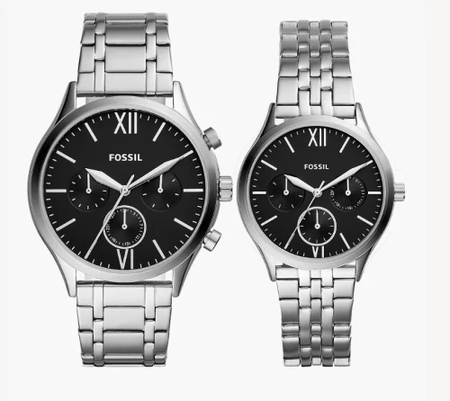 Coffret  montre Fenmore multifonction en acier inoxydable pour Elle et Lui Fossil