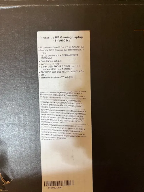 HP Victus 15-fa0003ca (complet sauf carte mère)