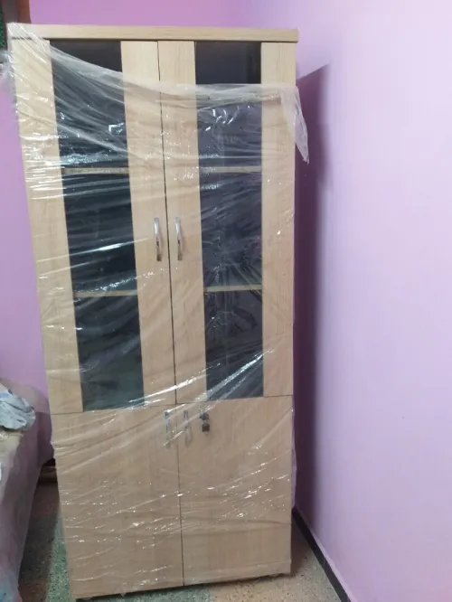 Armoire double porte vitrée en bois pour bureau